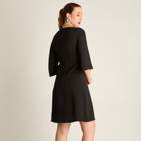 Vestido Midi Negro Midi Elasticidad Nula Con Forro Calce Normal Tela Plano