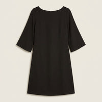 Vestido Midi Negro Manga 3/4 Clásico en plano