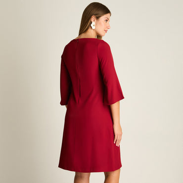 Vestido Midi Rojo Midi Elasticidad Nula Con Forro Calce Normal Tela Plano