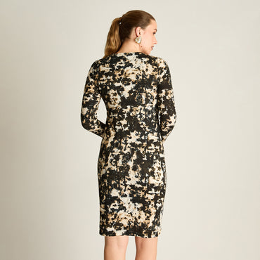 Vestido Midi Negro Midi Elasticidad Media Sin Forro Calce Normal Tela Camant