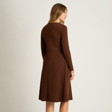 Vestido Midi Cafe Midi Elasticidad Media Con Forro Calce Normal Tela Camant