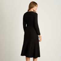 Vestido Midi Negro Midi Elasticidad Nula Sin Forro Calce Normal Tela Tejido