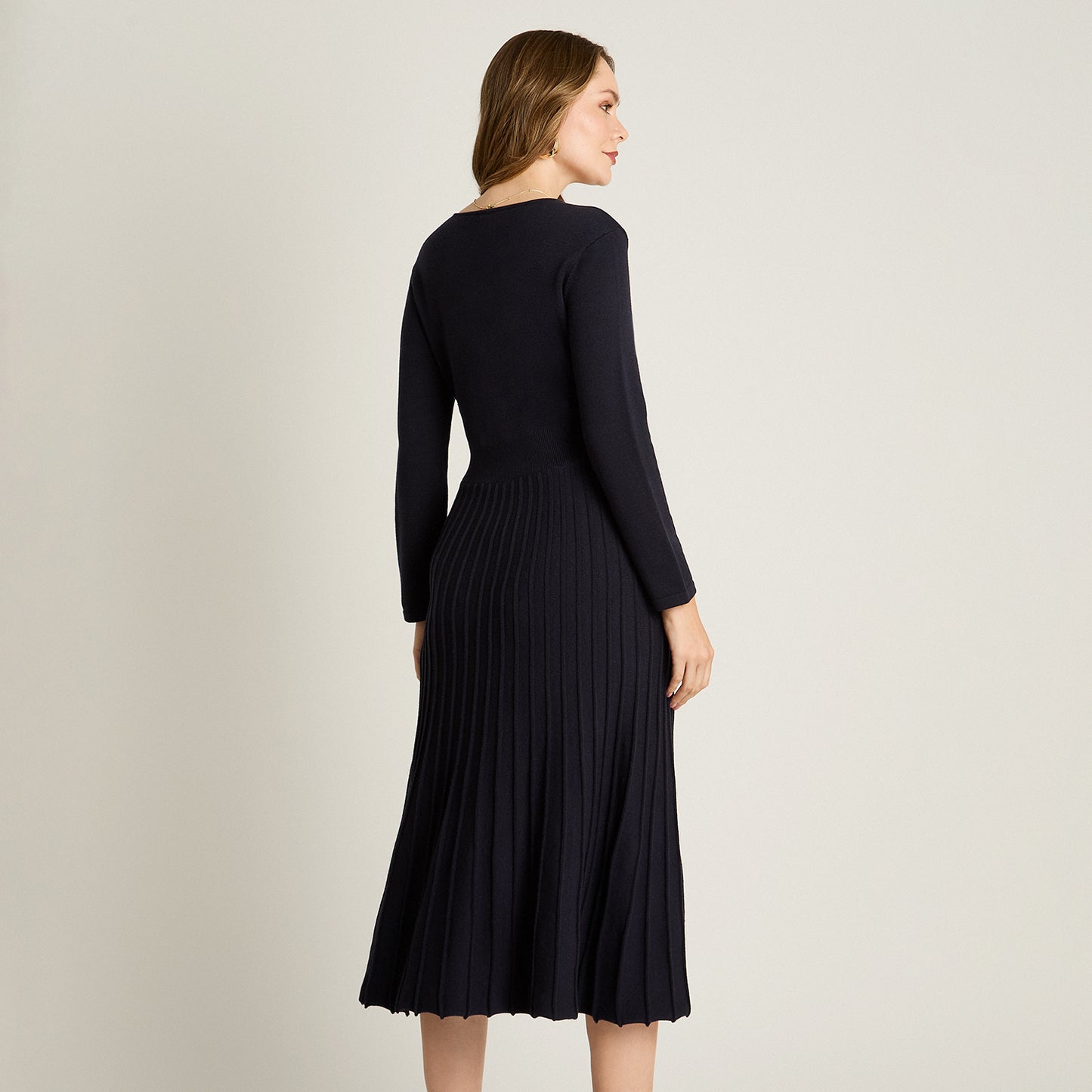 Vestido Midi Azul Midi Elasticidad Nula Sin Forro Calce Normal Tela Tejido