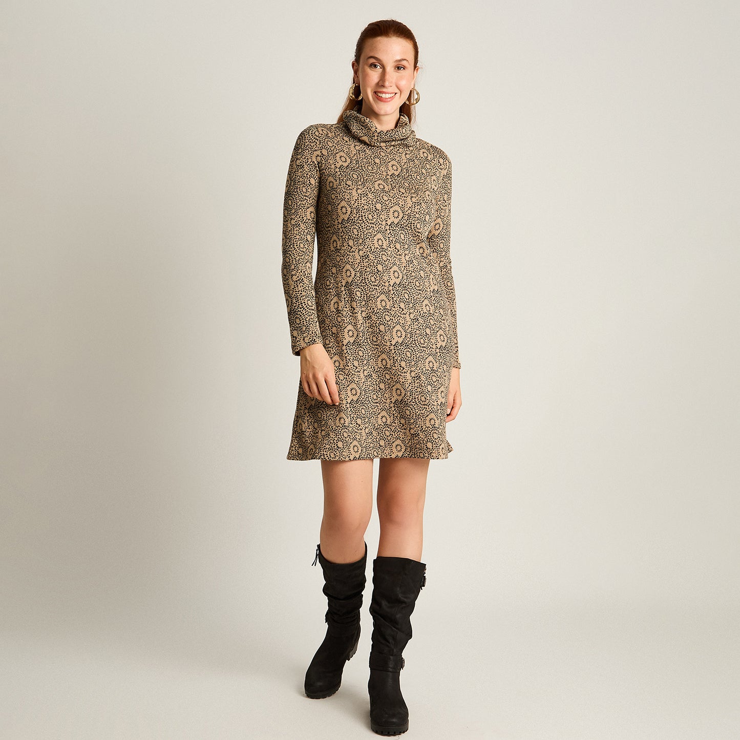 Vestido Midi Camel Midi Elasticidad Media Con Forro Calce Normal Tela Camant