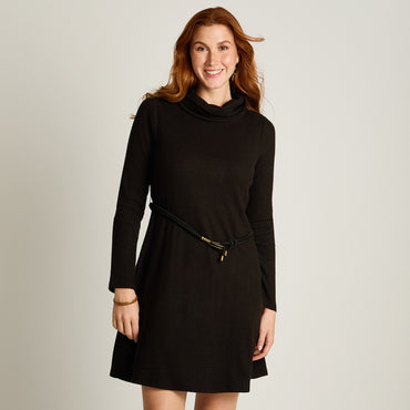 Vestido Midi Negro Midi Elasticidad Media Con Forro Calce Normal Tela Camant