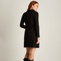 Vestido Midi Negro Midi Elasticidad Media Con Forro Calce Normal Tela Camant