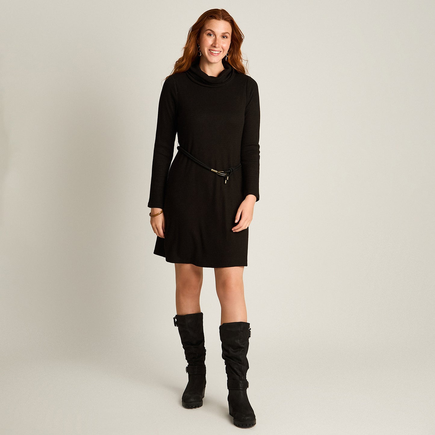 Vestido Midi Negro Midi Elasticidad Media Con Forro Calce Normal Tela Camant