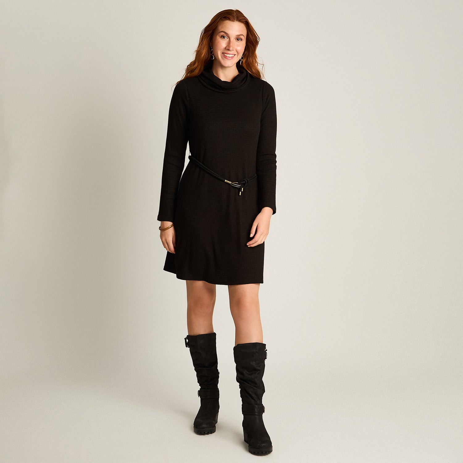 Vestido Midi Negro Midi Elasticidad Media Con Forro Calce Normal Tela Camant