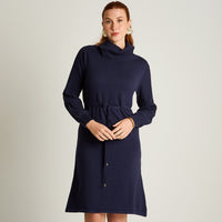Vestido Midi Azul Midi Elasticidad Media Sin Forro Calce Normal Tela Tejido