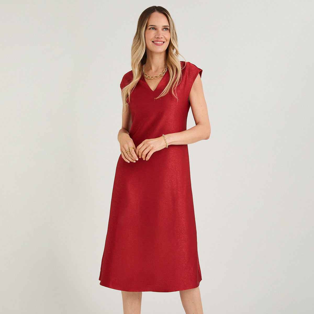 Vestido Corto sin Mangas Satin Rojo