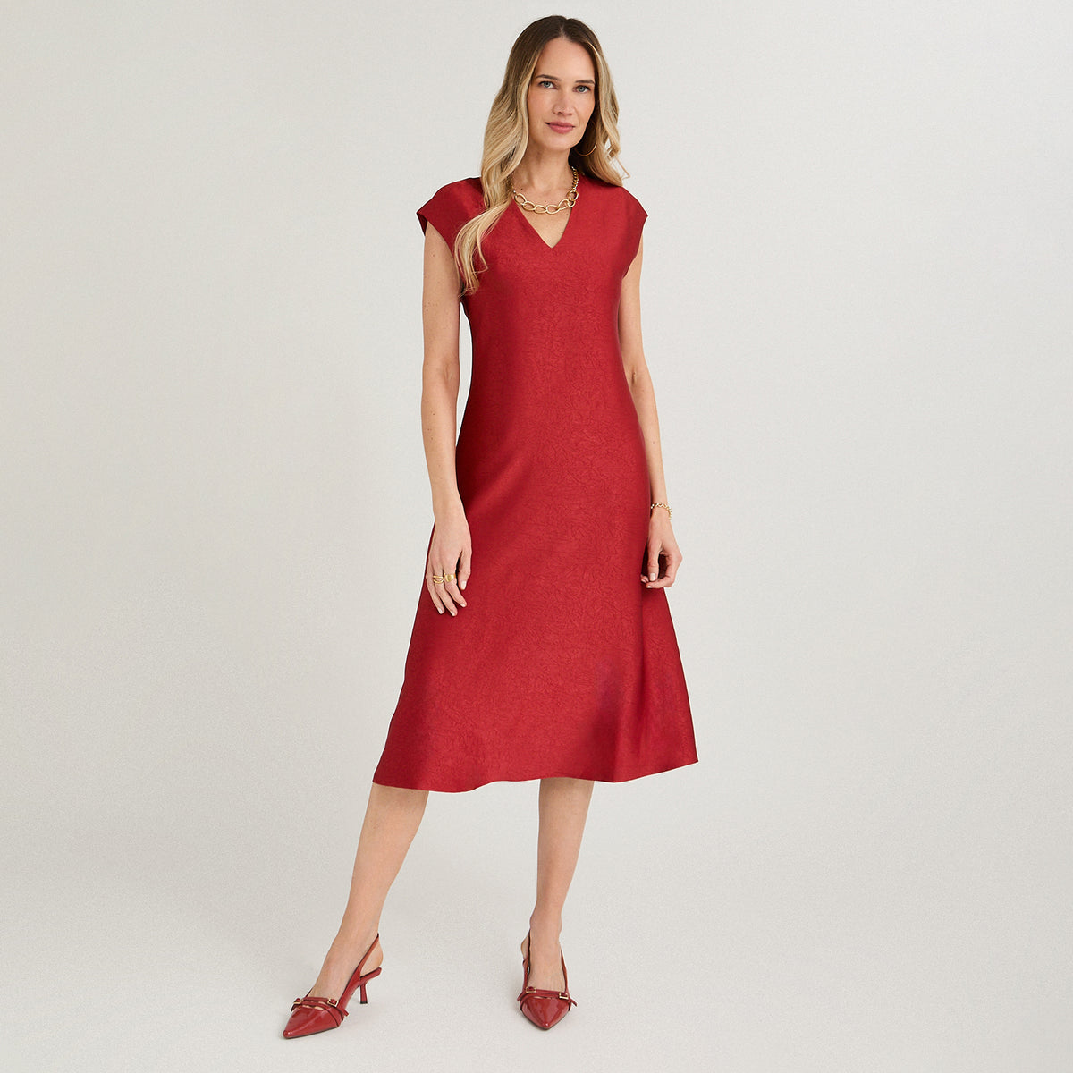 Vestido Corto sin Mangas Satin Rojo