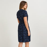 Vestido Midi Manga Corta Look Bordado Azul