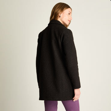 Abrigo Boucle Manga Larga Negro