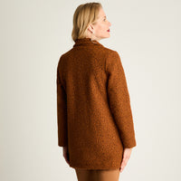 Abrigo Boucle Manga Larga Terracota
