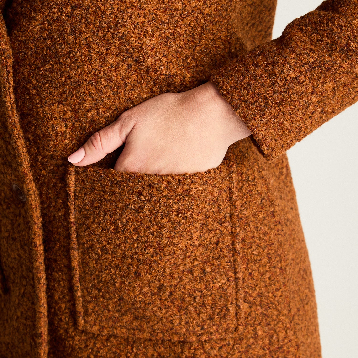 Abrigo Boucle Manga Larga Terracota