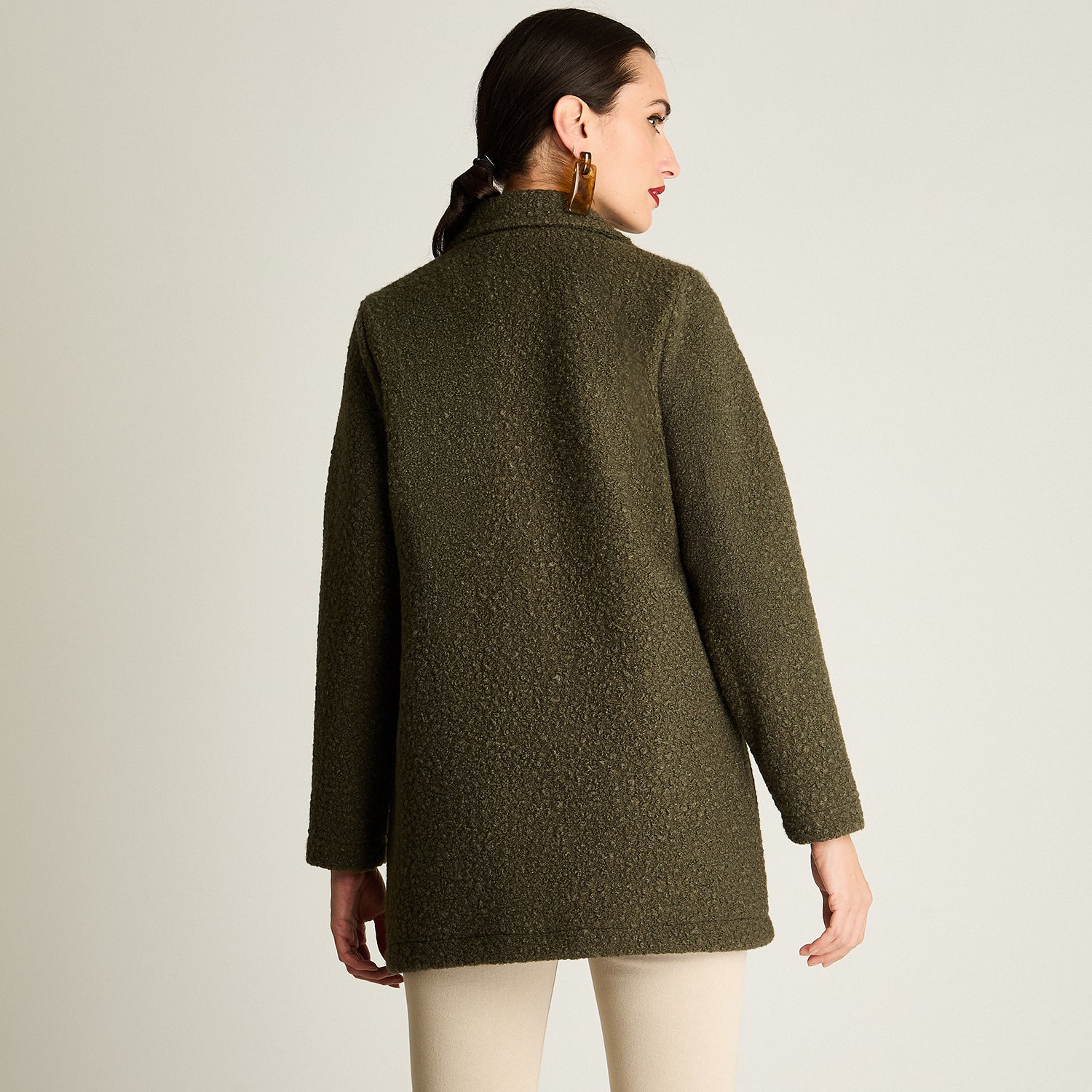 Abrigo Boucle Manga Larga Verde