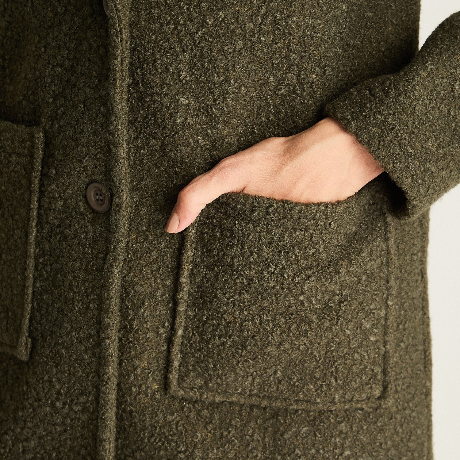 Abrigo Boucle Manga Larga Verde