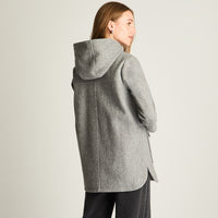 Abrigo Con Gorro Forrado En Piel Gris