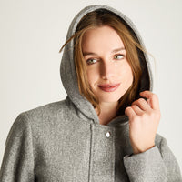 Abrigo Con Gorro Forrado En Piel Gris