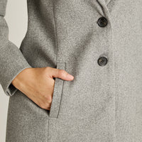 Abrigo Gris Manga Larga Elasticidad Nula Con Forro Calce Normal Tela Plano