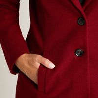Abrigo Rojo Manga Larga Elasticidad Nula Con Forro Calce Normal Tela Plano