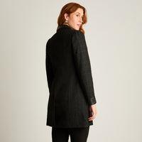 Abrigo Negro Manga Larga Elasticidad Nula Con Forro Calce Normal Tela Plano