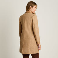 Abrigo Camel Manga Larga Elasticidad Nula Con Forro Calce Normal Tela Plano