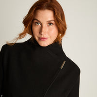 Abrigo Negro Manga Larga Elasticidad Nula Con Forro Calce Normal Tela Plano