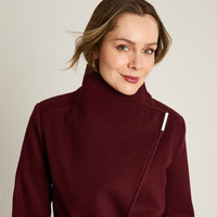 Abrigo Burdeo Manga Larga Elasticidad Nula Con Forro Calce Normal Tela Plano