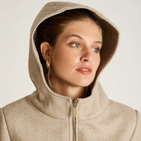 Abrigo Beige Manga Larga Elasticidad Nula Con Forro Calce Normal Tela Plano