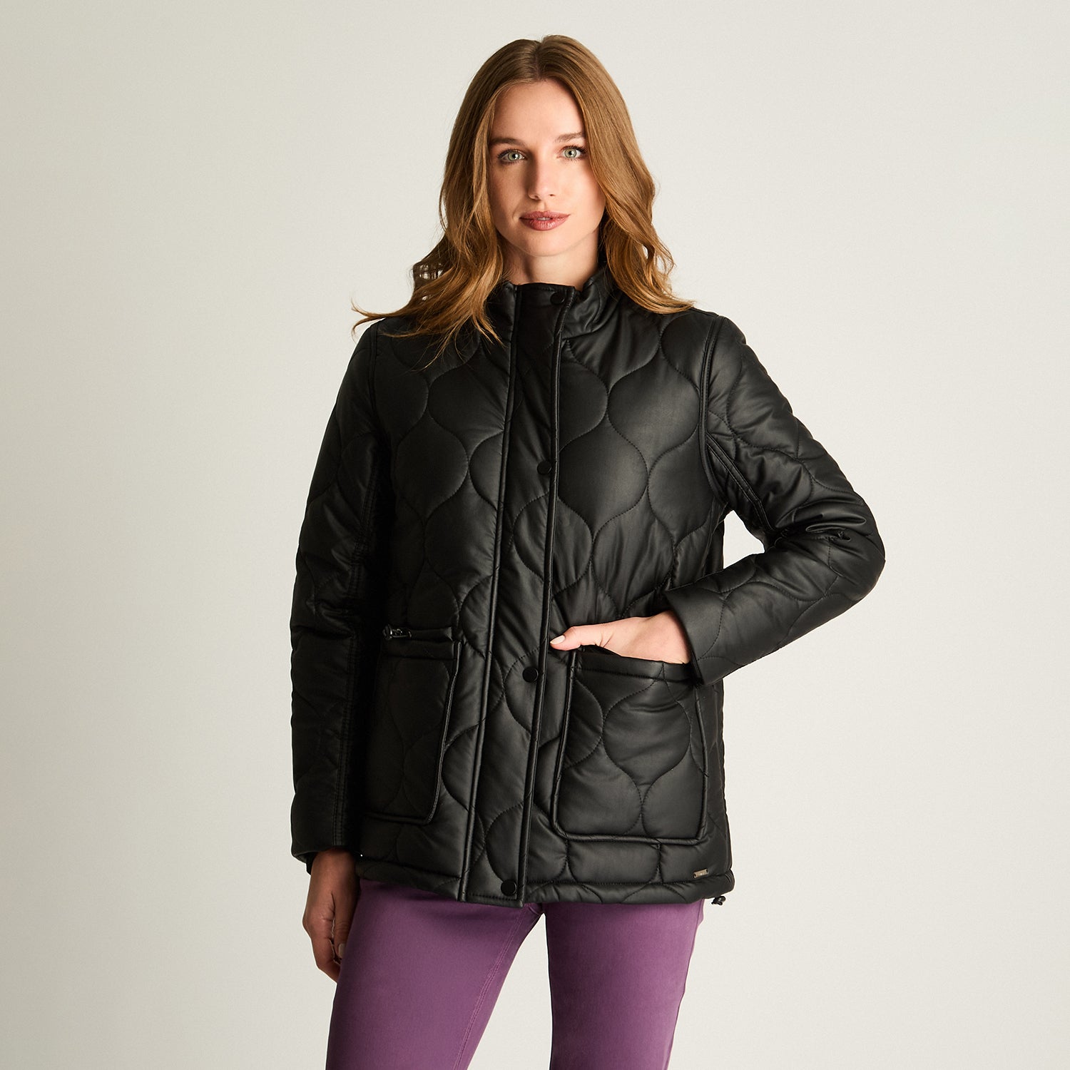 Chaqueta Eco cuero Quilted Negro