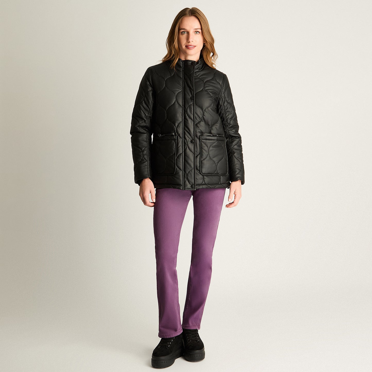 Chaqueta Eco cuero Quilted Negro