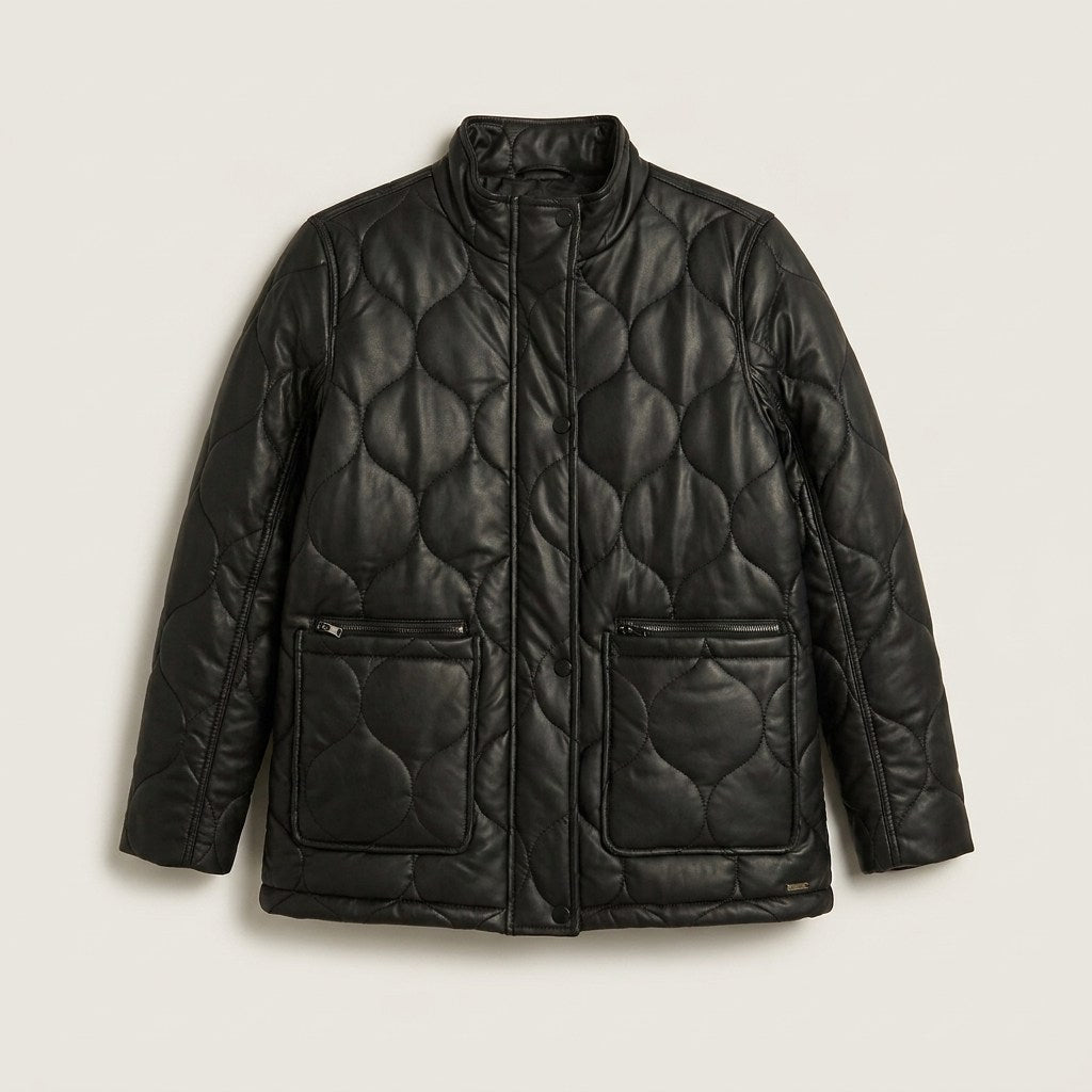 Chaqueta Eco cuero Quilted Negro en plano