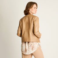 Chaqueta Ecocuero Camel con Cierre