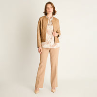 Chaqueta Ecocuero Camel con Cierre