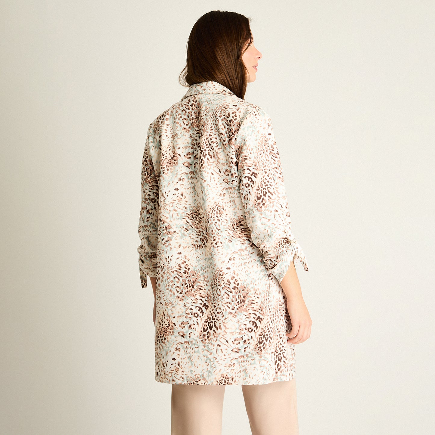 Chaqueta Ecocuero Animal Print Beige