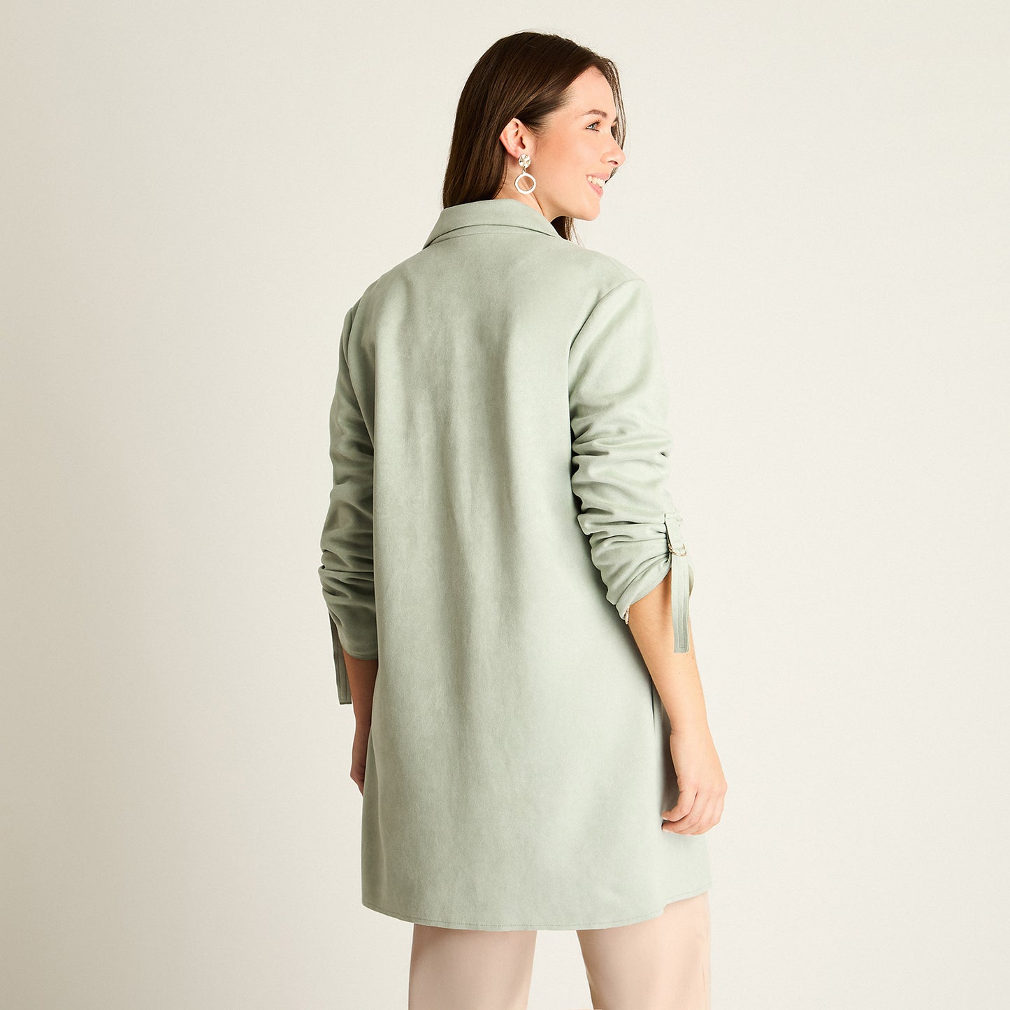Chaqueta Menta Ecocuero con Botón