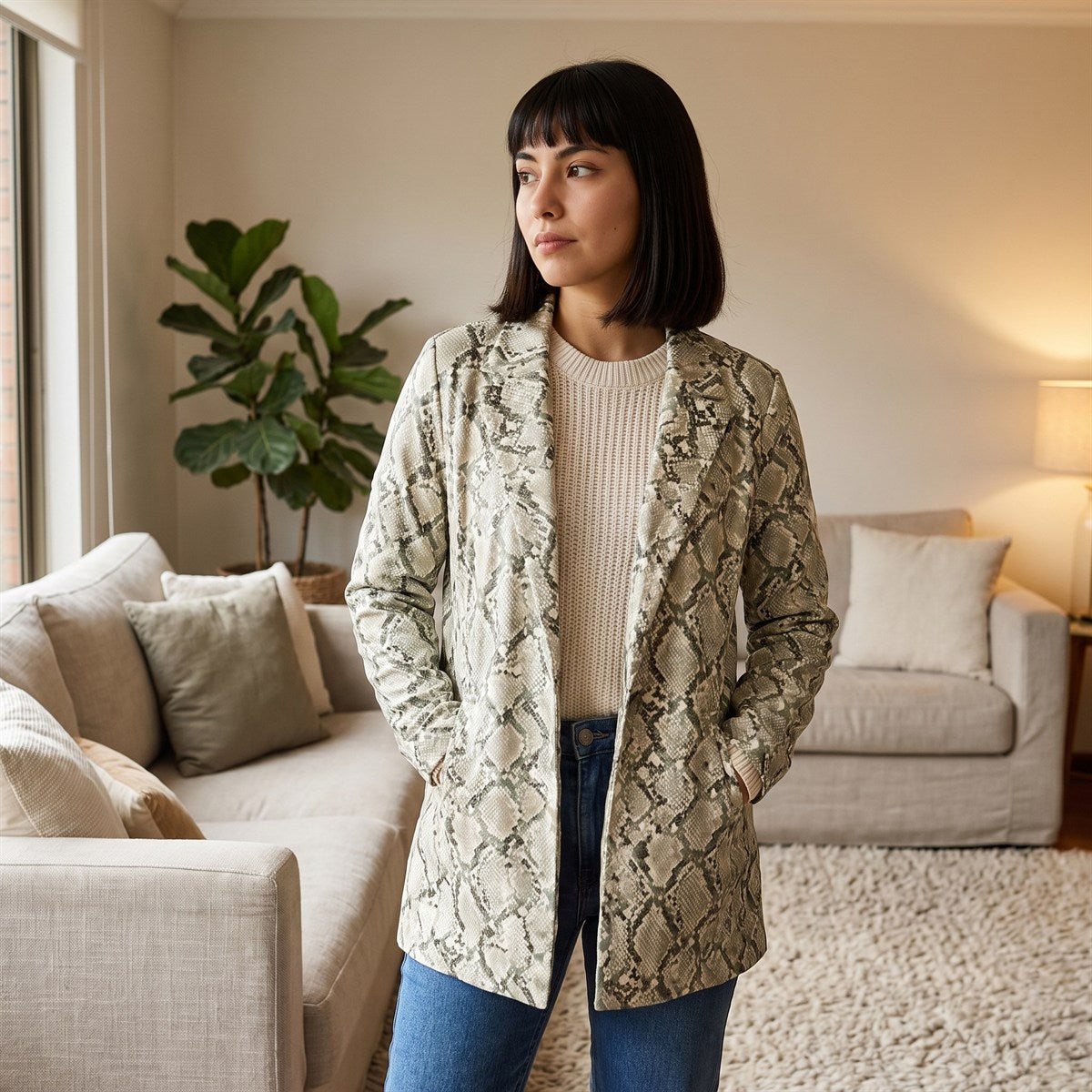 Tapado Pistacho de Suede Estampado lifestyle