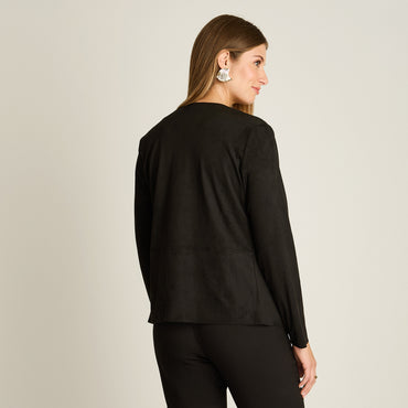 Chaqueta Negro Manga Larga Elasticidad Nula Sin Forro Calce Normal Tela Bonded