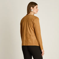 Chaqueta Camel Manga Larga Elasticidad Nula Sin Forro Calce Normal Tela Bonded