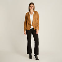 Chaqueta Camel Manga Larga Elasticidad Nula Sin Forro Calce Normal Tela Bonded