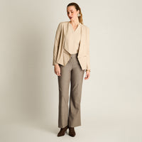 Chaqueta Beige Manga Larga Elasticidad Nula Sin Forro Calce Normal Tela Bonded