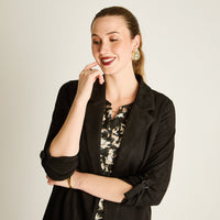 Chaqueta Negro Manga Larga Elasticidad Nula Sin Forro Calce Normal Tela Bonded