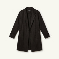 Chaqueta Suede Mujer Manga Roll Up con Bolsillos Negra en plano