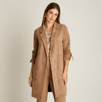 Chaqueta Taupe Manga Larga Elasticidad Nula Sin Forro Calce Normal Tela Bonded