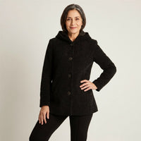 Chaqueta Negra con LÃºrex Gorro y Bolsillos en modelo adulta