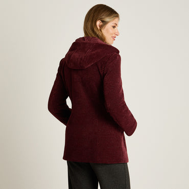 Chaqueta Burdeo Manga Larga Elasticidad Nula Con Forro Calce Normal Tela Plano