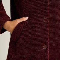 Chaqueta Burdeo Manga Larga Elasticidad Nula Con Forro Calce Normal Tela Plano