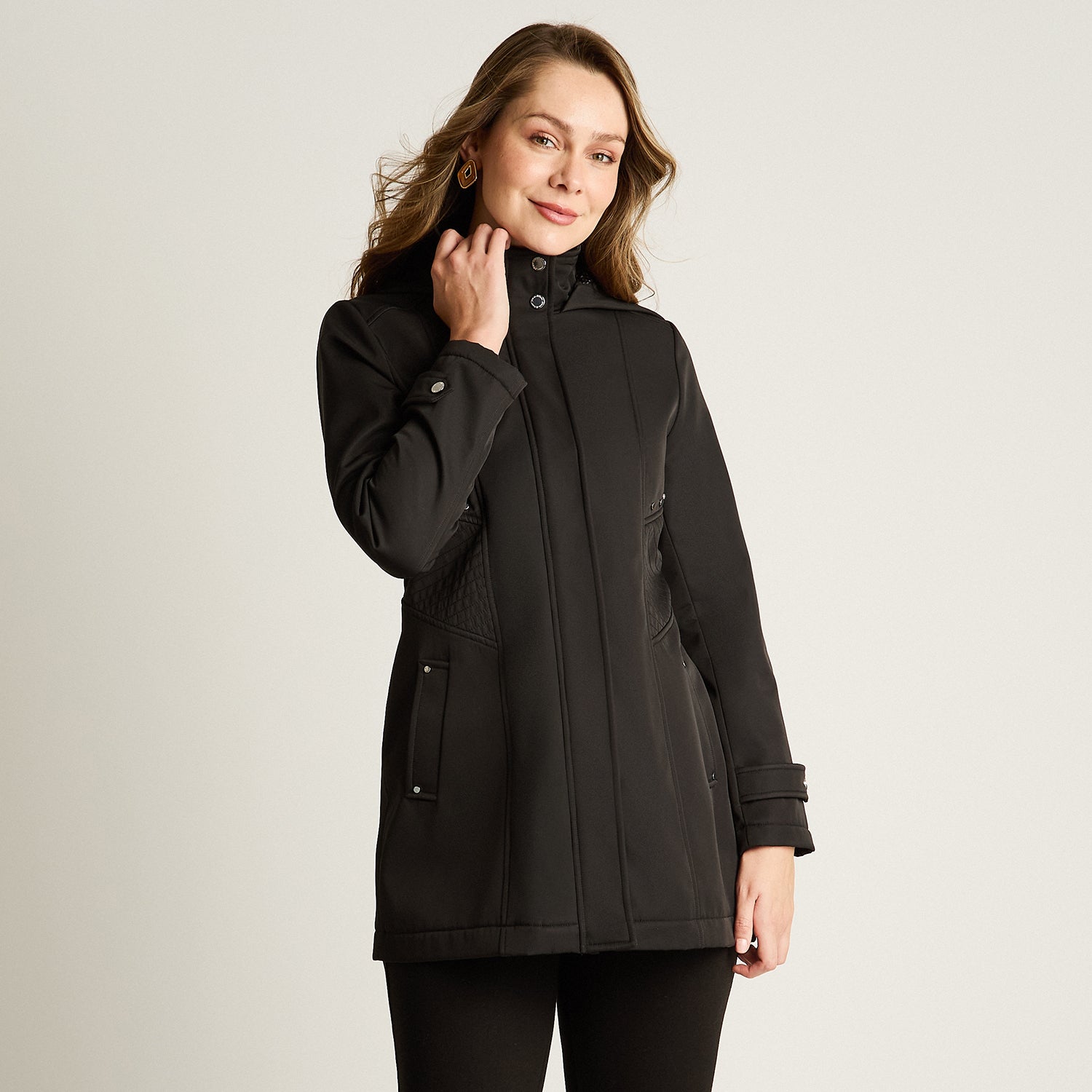 Chaqueta Softshell Manga Larga Con Forro Negro