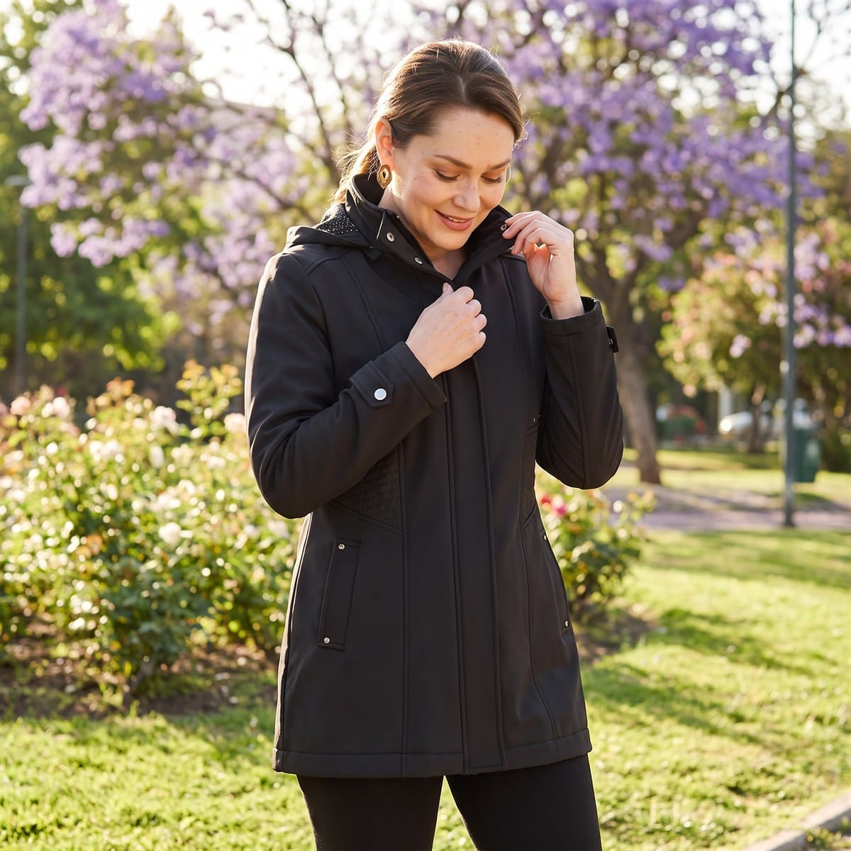Chaqueta Softshell Manga Larga Con Forro Negro lifestyle